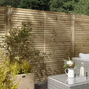 Image of Rowlinson Cheshire Contemporary Fence Panel 6' x 4' - 120cm (h) x 180cm (w) x 4cm (d) (3 Pack) in Natural Timber