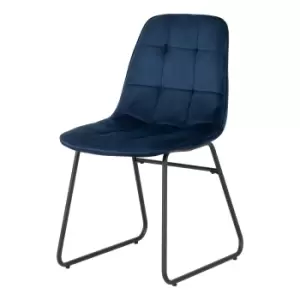 Image of Lukas Set of 2 Dining Chairs, Velvet Navy Blue