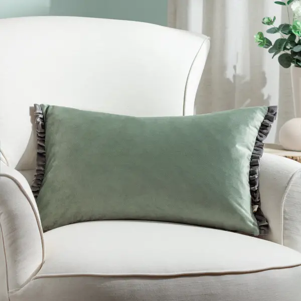 Image of Tilly Cushion Sage/Grey, Sage/Grey / 30 x 50cm / Polyester Filled