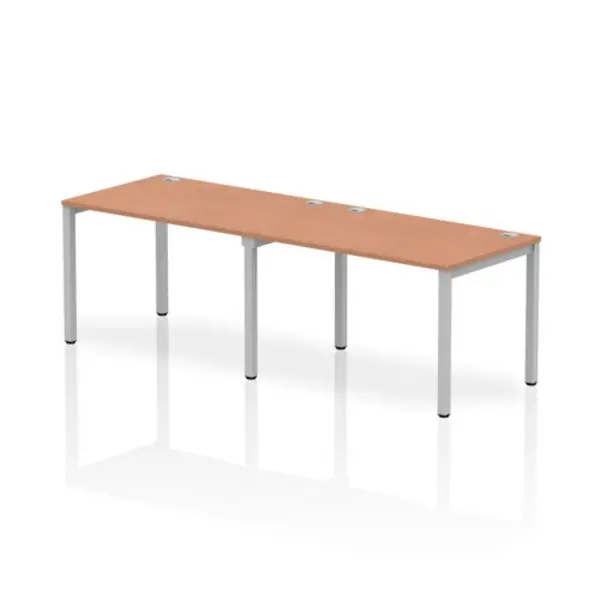 Image of Impulse Bench Single Row 2 Person 1200 Silver Frame Office Bench Desk Beech