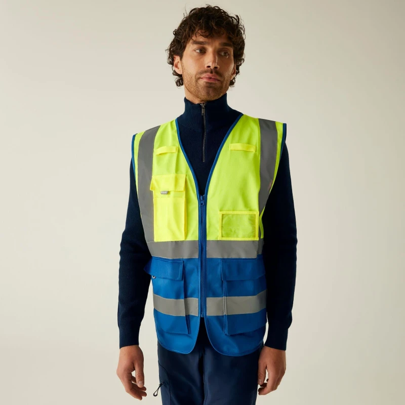Image of Regatta Mens Pro HI-VIS Executive Vest Yellow Royal Bl male S