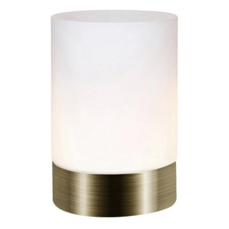 Image of Happy Homewares Small Antique Brass Touch Dimmable Table Lamp With Frosted Glass Shade