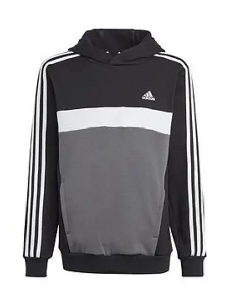 Image of adidas Sportswear Junior Kids Colorblock Hooded Sweat - Black/White, Size 7-8 Years Black/White VGIEG Unisex 7-8 YEARS