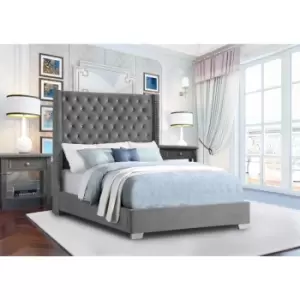 Image of Nivana Bed Small Double Plush Velvet Steel