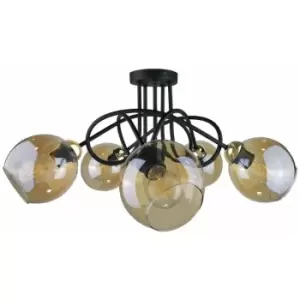 Keter Venus Multi Arm Semi Flush Ceiling Light Gold, 70cm, 5x E27