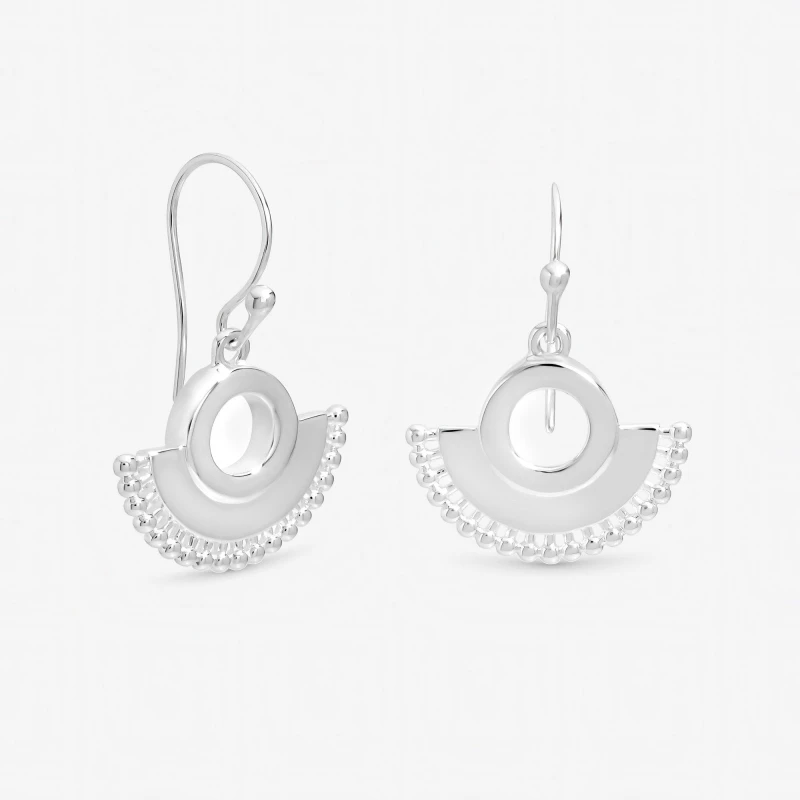 Image of Inicio Sterling Silver Plated Beaded Fishhook Earrings Drop Earrings One Size Silver 73781711000