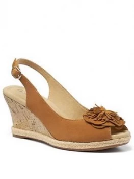 image of Hotter Hawaii Wedge Heeled Sandals - Tan