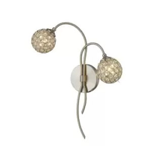 image of Apollo Wall Lamp 2 Light G9 Satin Nickel/Crystal