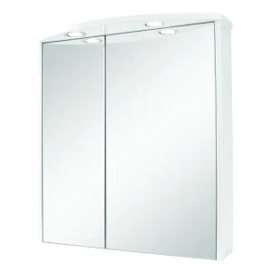 image of Wickes Illuminated Double Mirror Bathroom Cabinet - White 600mm