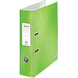 image of Leitz WOW Lever Arch File 80 mm Cardboard 2 ring A4 Lime Green