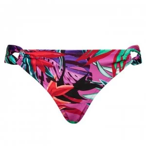 image of Figleaves Bahama Palm Loop Side Bikini Brief - Pink PALM