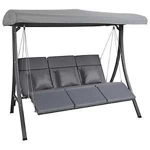 Image of Charles Bentley 3 Seat Swing Chair Grey Steel