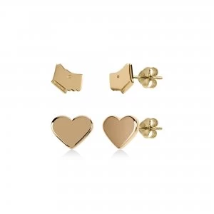 image of Radley Signature Gold Dog and Heart Stud Earring Set