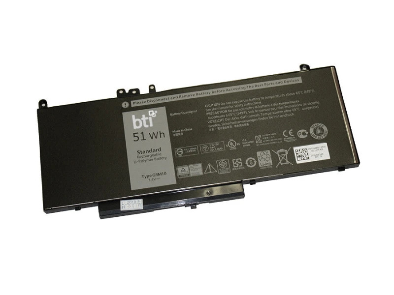 Image of BTI BTI Replacement Battery for Latitude E5450 E5550 replacing OEM part numbers G5M10 0G5M10 8V5GX VMKXM PF59Y 451-BBLK 451-BBLN // 7.4V 6460mAh 51Whr