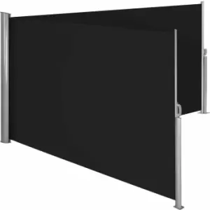 Tectake Double-sided Garden Privacy Screen With Retractable Awnings Black