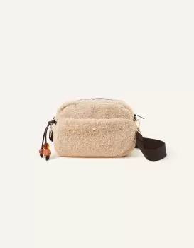 image of Accessorize Faux Shearling Camera Bag, Size: 22x16cm