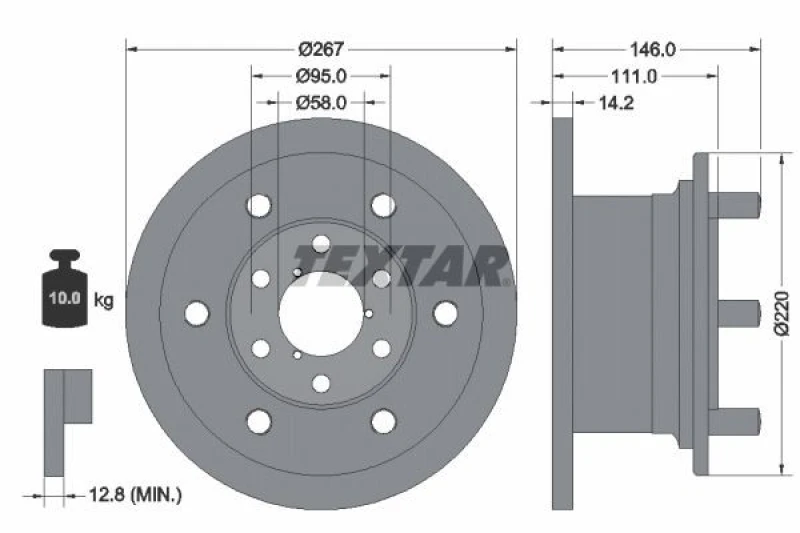 Image of Brake disc TEXTAR 93019400