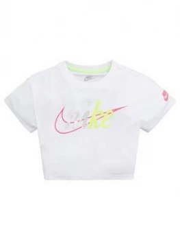 Image of Nike Sportswear Younger Girls Cropped T-Shirt - White, Size 5-6 Years, Women