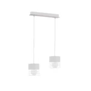 Image of Casa Bar Pendant Ceiling Light White, Wood, 50cm, 2x E27