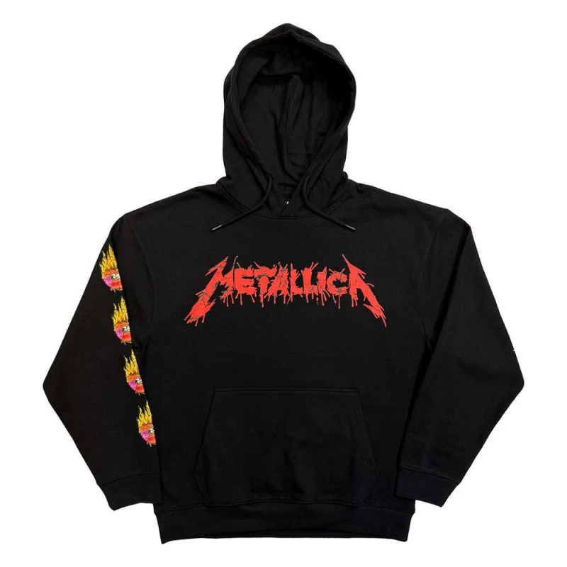 Image of Metallica Mens Flower Skull Back Print Hoodie in Black Size: 2XL Black Male 2XL