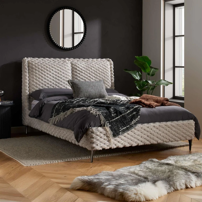 Image of Birlea Tilly White Fabric Bed Frame - 4ft6 Double