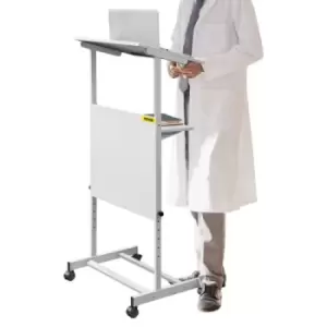 image of VEVOR Standing Lectern, Height Adjustment Portable Pulpit, 4 Rolling Casters Lectern Podium Stand, Lower Storage Shelf Floor Lectern Podium, White Lec