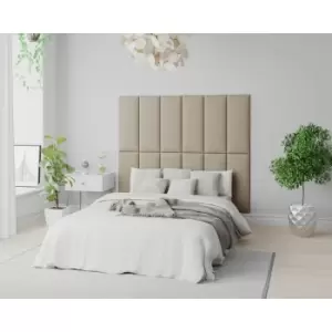 image of Aspire EasyMount Wall Mounted Upholstered Panels, Modular DIY Headboard in Eire Linen Fabric, Natural (Pack of 2)