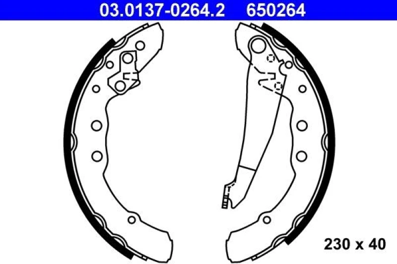Image of ATE 03.0137-0264.2 Brake Shoes with lever Brake Shoe Set (70)