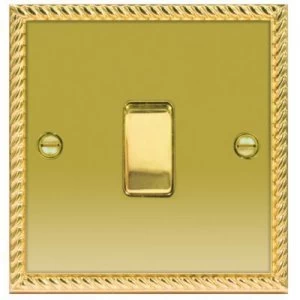 image of Wickes 10A Light Switch 1 Gang 2 Way Polished Georgian Brass