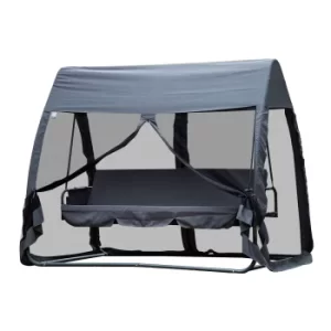 image of Outsunny Outdoor 3 Persons Swing Chair Lounger Bed Rocking Bench W/Cover Tent Water Resistant Roof Zipped Door Mesh Side Panel