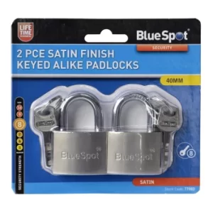 image of 2 Piece 40MM Satin Finish Keyed Alike Padlocks