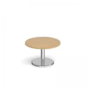 image of Pisa circular coffee table with round chrome base 800mm - oak