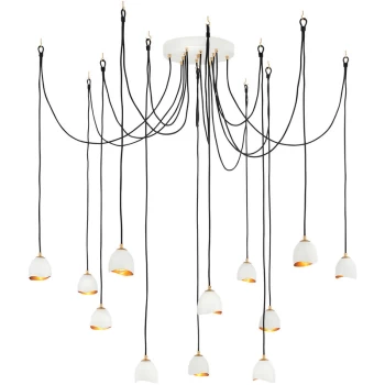 image of Suspension Nula Coquille blanc / luxe or