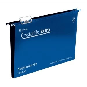 Image of Rexel Crystalfile Extra Foolscap Polypropylene Suspension File 30mm Blue - 1 x Pack of 25 Suspension Files