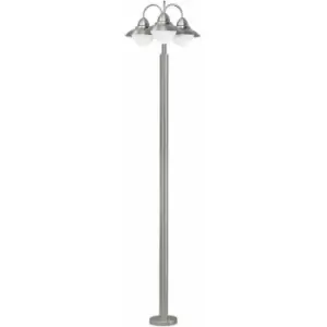 image of Loops - IP44 Outdoor Bollard Light Stainless Steel 3 x 60W E27 Bulb Driveway Lamp Post