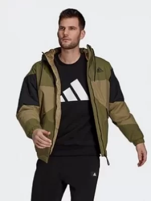 Image of adidas Back To Sport Insulated Hooded Jacket, Black, Size L, Men
