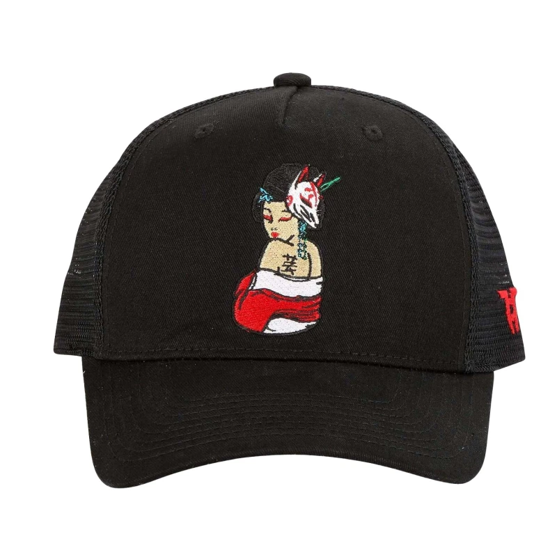 Image of Tokyo Time Mens Geisha Trucker Cap in Black Male One Size