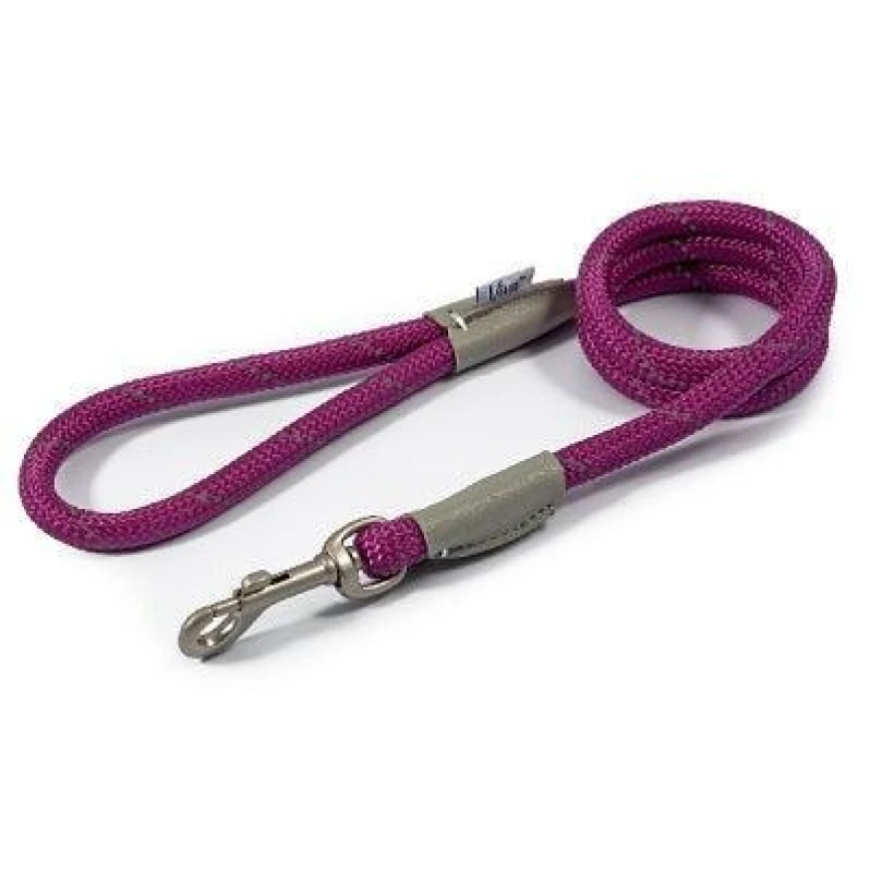 Image of Ancol Viva Reflective Rope and Real Leather Slip Dog Lead Black