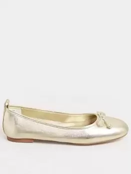 Long Tall Sally Leather Ballerina - Gold, Size 13, Women