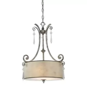 Image of 2 Bulb Ceiling Pendant Light Fitting MottLED Silver LED E27 60W Bulb