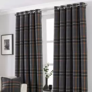 Image of Riva Home Aviemore Checked Pattern Ringtop Curtains (46 x 72" (117 x 183cm)) (Rust) - Rust