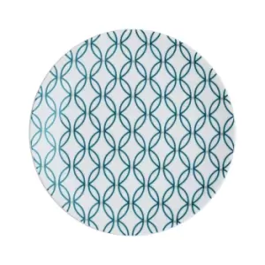 Image of Porcelain Modern Deco Small Plate Blue Accent