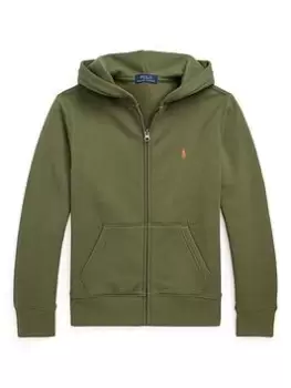 image of Ralph Lauren Boys Classic Zip Through Hoody - Dark Sage, Green, Size 16 Years=Xl