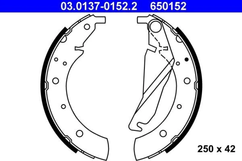 Image of ATE 03.0137-0152.2 Brake Shoes with lever Brake Shoe Set (70)