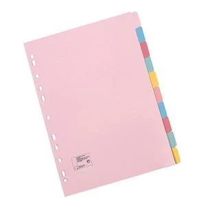 image of 5 Star Office A5 File Dividers 10 Part Assorted Colours