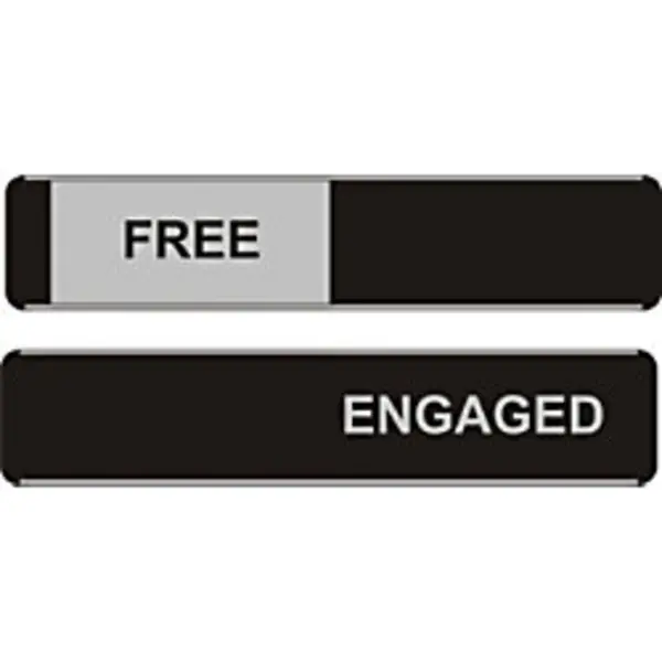 Image of Stewart Superior Seco Sliding Sign FREE/ENGAGED Door Sign Brushed Aluminium Composite 255 x 52mm - OF135 OF135