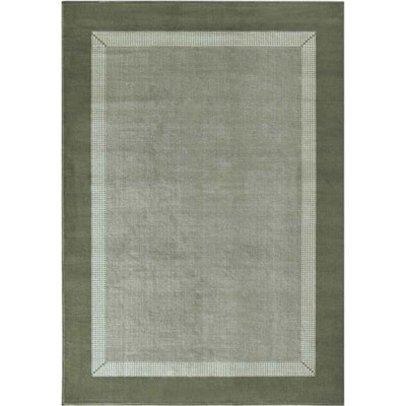Image of The Rugs Designer Velours Band Rug And Runner Polypropylene Velours Pile Rug In Green