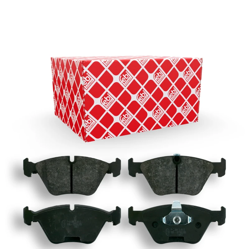 Image of FEBI BILSTEIN 16217 Brake pad set Front Axle, prepared for wear warning indicator, with piston clip Brake Pad Set,disc brake (402)