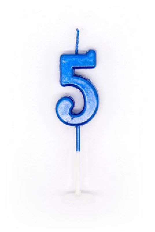 Image of Shatchi Blue 5 Number Candle Birthday Anniversary Party Cake Decorations Topper Blue unisex