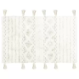 Image of Tassel Diamond Bath Mat Natural/Ivory